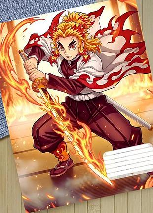 Тетрадь клинок рассекающий демонов kimetsu no yaiba на скобе 12 листов косая линия (35791)