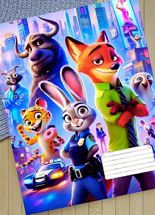 Тетрадь зоотрополис zootopia на скобе 12 листов косая линия (35686)