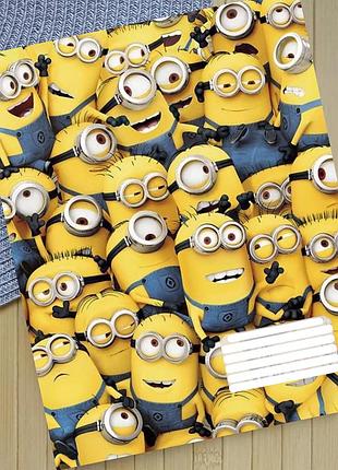 Тетрадь миньоны minions на скобе 12 листов косая линия (35947)