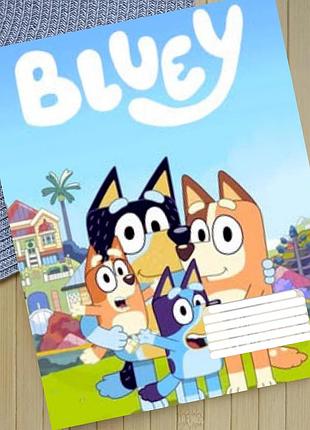 Тетрадь блуи bluey на скобе 12 листов косая линия (35156)