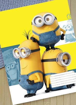 Тетрадь миньоны minions на скобе 12 листов косая линия (35943)