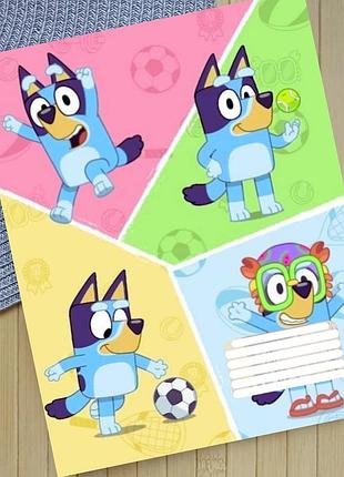 Тетрадь блуи bluey на скобе 12 листов косая линия (35155)