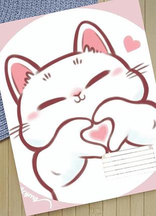 Тетрадь котик cat на скобе 12 листов косая линия (35826)