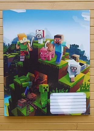 Тетрадь майнкрафт minecraft на скобе 12 листов косая линия (35027)