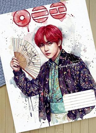 Тетрадь бтс bts на скобе 12 листов косая линия (35218)
