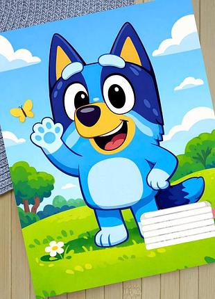 Тетрадь блуи bluey на скобе 12 листов косая линия (35154)