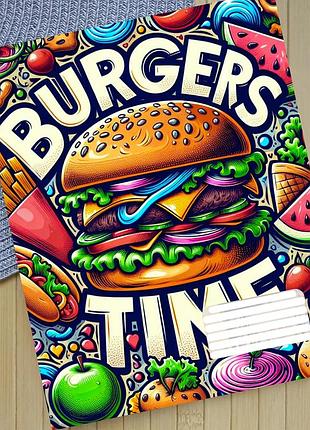 Тетрадь бургер burgers на скобе 12 листов косая линия (35526)