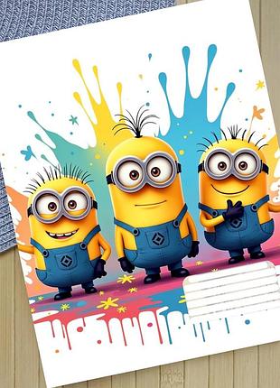 Тетрадь миньоны minions на скобе 12 листов косая линия (35967)