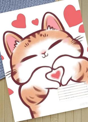 Тетрадь котик cat на скобе 12 листов косая линия (35824)