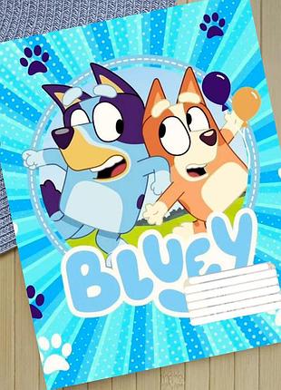 Тетрадь блуи bluey на скобе 12 листов косая линия (35148)