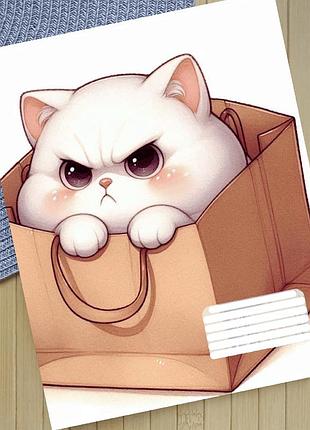 Тетрадь котик cat на скобе 12 листов косая линия (35829)