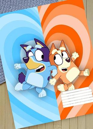 Тетрадь блуи bluey на скобе 12 листов косая линия (35161)