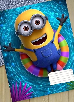 Тетрадь миньоны minions на скобе 12 листов косая линия (35962)