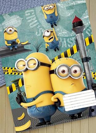Тетрадь миньоны minions на скобе 12 листов косая линия (35956)