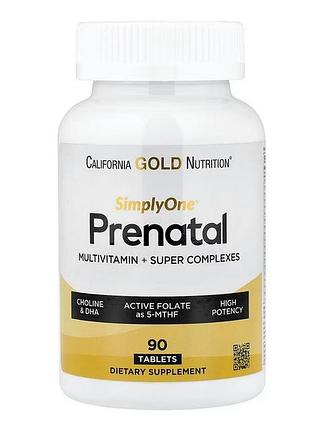 California gold nutrition simply one, пренатальні мультивітаміни для вагітних із суперзеленню, спеціями, вітаміном a, фолатом, 90 таблеток на 3 місяці
