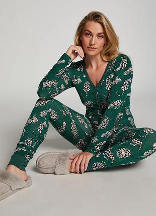Комбинезон женский hunkemoller onesie slim henley cats р.s зеленый/alpine green