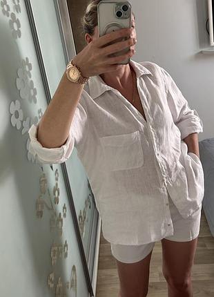 Льняна біла сорочка zara