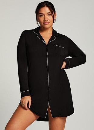 Нічна сорочка жіноча hunkemoller shirtdress ls jersey esse xl чорний/black