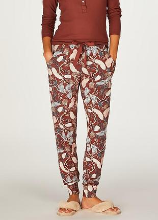 Штаны домашние женские hunkemoller pant jersey botanical р.xs бордо/wild ginger