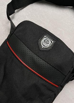 Мужской мессенджер philipp plein сумка через плечо черная борсетка