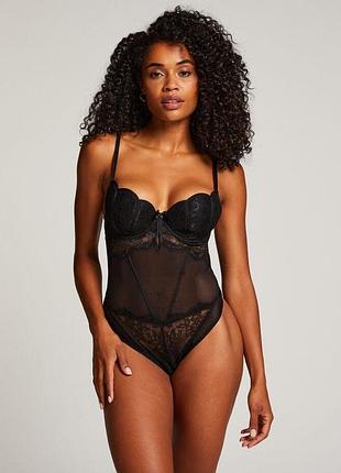 Боди hunkemoller kattreya body 70d черный/caviar