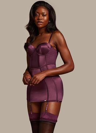 Бюстье-комбинация hunkemoller noir demi slip dress 80с сливовый/italian plum