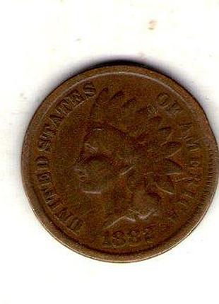 Сша 1 цент, 1882 год цент "голова итальянца" бронза, 3.11g, ø 19mm no3035