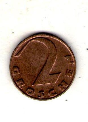 Австрия ø первая республика 2 деньги, 1927 год бронза, 3.3g, ø 19mm no3659