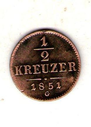 Австрия францессея i 1⁄2 крейцера, 1851 год медь, 2.7g, ø 19.7mm no264