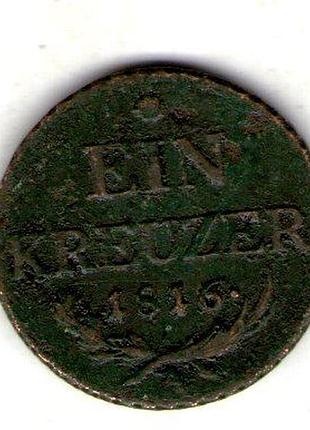 Австрийская империя франц ii 1 крейцер, 1816 год медь, 7.7g, ø 26mm no4012