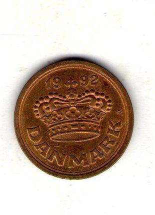 Дания ø королева маргрете ii 50 эре, 1992 год бронза, 4.3g, ø 21.5mm no3012