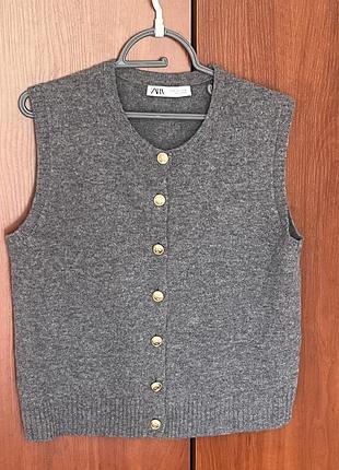Жилетка zara 100% вовна