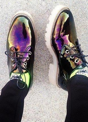 Кожаные лаковые туфли оксфорде tba holographic oil slick boots oxfords, p. 38