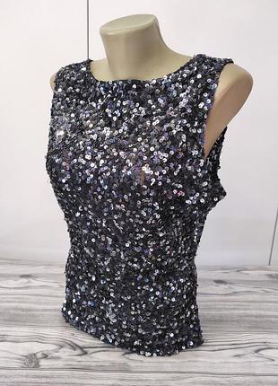 Женская базовая блестящая черная майка р.50-52 jake*s майка с пайетками лелетками