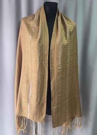 Новий розкішний палантин pashmina з люрексом та грецьким узором