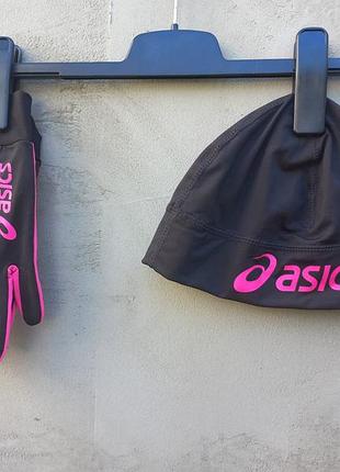 Набор беговой велоперчатки и шапка asics m l