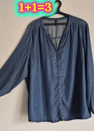Стильна джинсова блуза / сорочка (tencel/soft denim), батал, 52 розмір