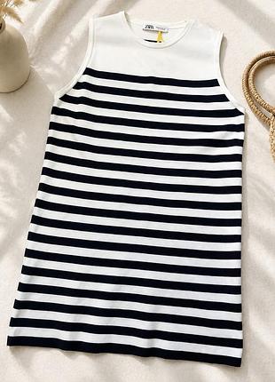 Трикотажна сукня-майка zara в смужку