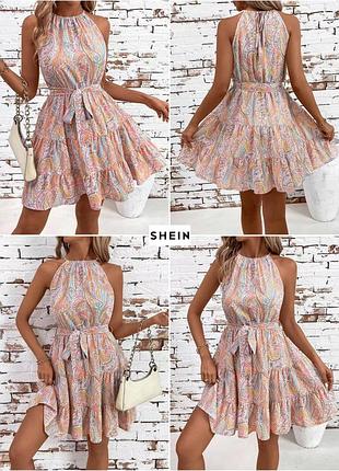 Летнее платье на тонких бретелях shein