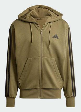 Мужская кофта худи adidas толстовка essentials 3-stripes fleece hoodie zip