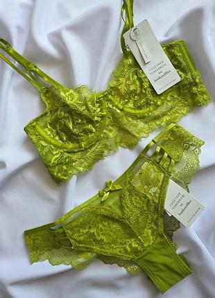 Комплект білизни мереживний зелений hunkemoller 75b s uk 8