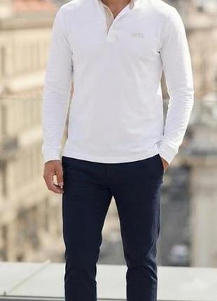 Мужское поло с длинным рукавом boss hugo boss pima cotton оригинал