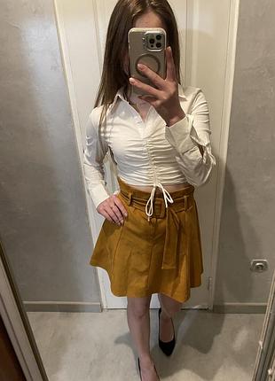 Спідниця zara коричнева мікро велюр