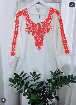 Європа🇪🇺east artisan. котон. неймовірна красива пляжна туніка обшита бісером