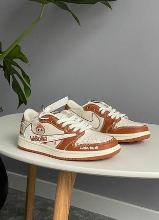 😍 жіночі кросівки labubu x travis scott x nike air jordan 1 low beige