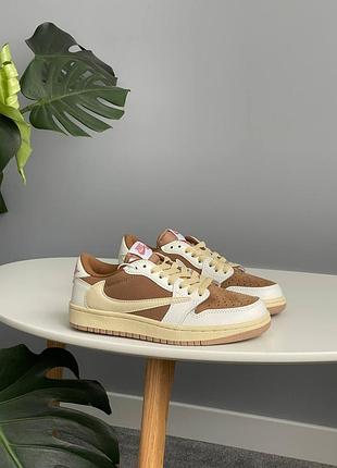 😍 жіночі кросівки air jordan 1 retro low og sp travis scott reverse mocha brown 2