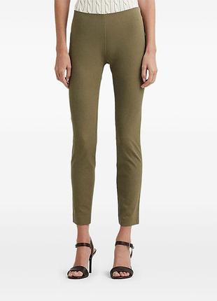 Бавовняний софт-твіл 🌿 h&m стрейчеві брюки 👖 скінні трегінси 📐 m-l висока посадка хакі