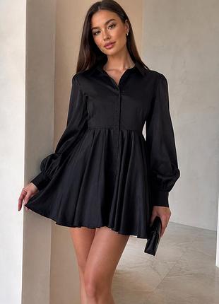 Коротке плаття сукня атласне на гудзиках чорне нове monki s