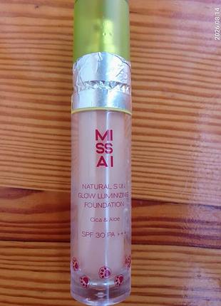 Тональная основа для лица missai natural skin glow luminizing foundation spf 30 pa+++, света, 30 мл