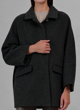 Пальто кокон із шерстю і кашемірої massimo dutti, розмір m